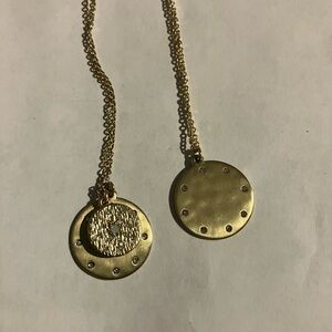 Two LOFT Gold Disc Necklaces